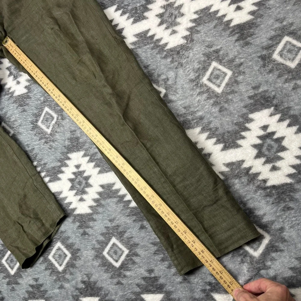 J.Crew Bowery Classic Baird McNutt Irish Linen Pants Mens 31x32 Olive Green